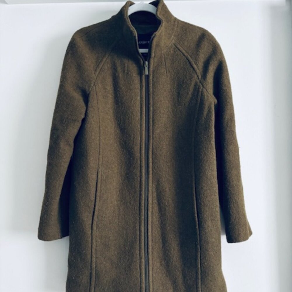 Lands End Green Wool Blend Zip Up Dress Jacket size 8